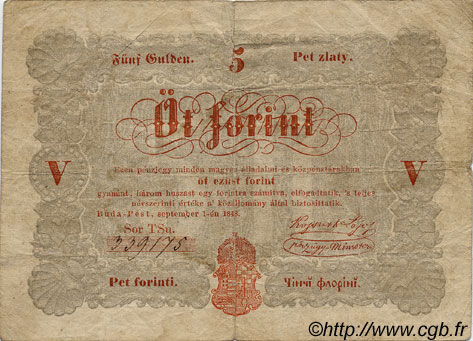 5 Forint UNGHERIA  1848 PS.116a MB