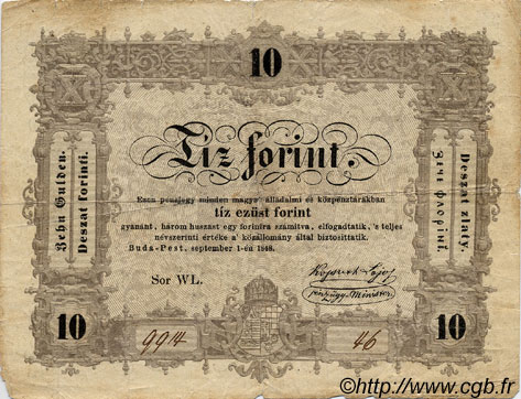 10 Forint UNGARN  1848 PS.117 fS