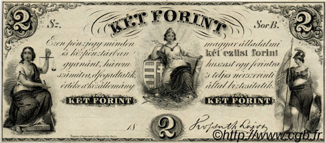 2 Forint UNGARN  1852 PS.142r1 fST+
