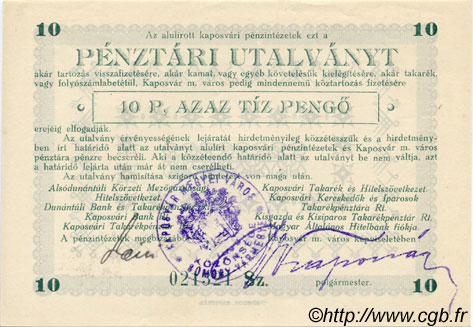 10 Azaz Pengö HUNGRíA  1925 P.- SC+