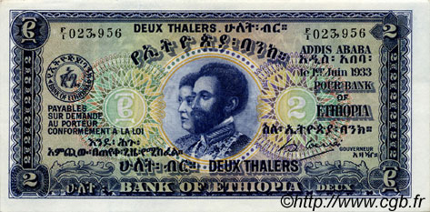 2 Thalers ETHIOPIA  1933 P.06 UNC-