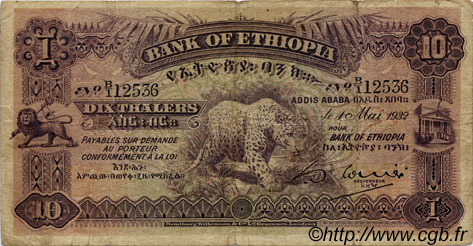 10 Thalers ETHIOPIA  1932 P.08 VG