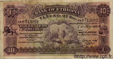 10 Thalers ETIOPIA  1932 P.08 MB