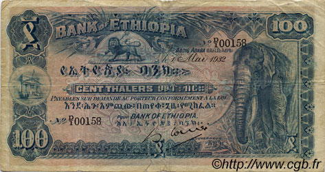100 Thalers ETIOPIA  1932 P.10 q.MB