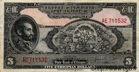 5 Dollars ETHIOPIA  1945 P.13b VF