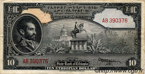 10 Dollars ETIOPIA  1945 P.14a BB