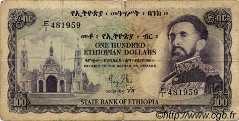 100 Dollars ÉTHIOPIE  1961 P.23a B+