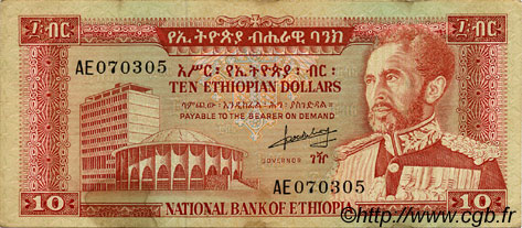 10 Dollars ETIOPIA  1966 P.27a MB