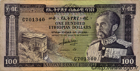 100 Dollars ÉTHIOPIE  1966 P.29a TTB