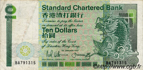 10 Dollars HONG KONG  1987 P.278b BB