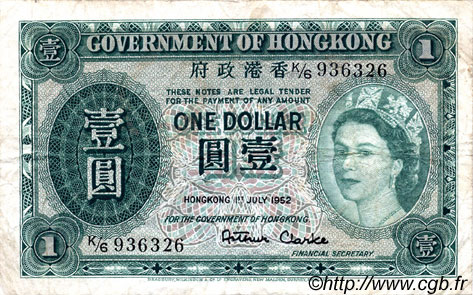 1 Dollar HONGKONG  1952 P.324Aa S
