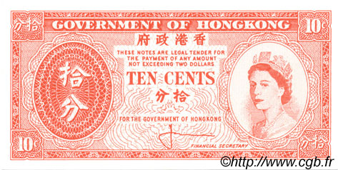 10 Cents HONGKONG  1961 P.327 ST