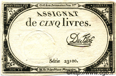 5 Livres FRANCE  1793 Ass.46a XF - AU