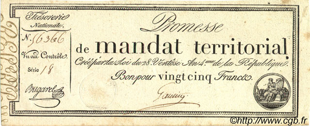25 Francs FRANCIA  1796 Laf.200 FDC