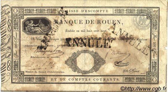 100 Francs Annulé FRANCE  1807 PS.177 F