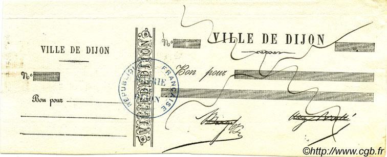 5 Francs Essai FRANCE regionalism and miscellaneous Dijon 1870 BPM.030.03 XF