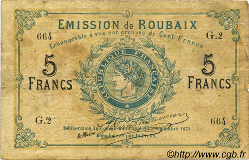 5 Francs FRANCE regionalism and miscellaneous  1871 BPM.076.52 F