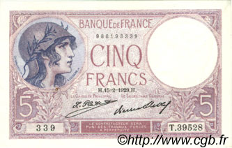 5 Francs FEMME CASQUÉE FRANKREICH  1929 F.03.13 VZ