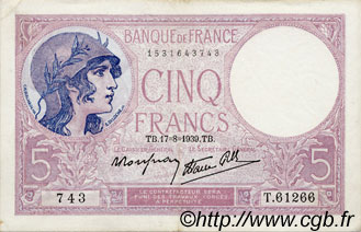 5 Francs FEMME CASQUÉE modifié FRANCIA  1939 F.04.06 EBC