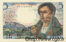 5 Francs BERGER FRANCE  1943 F.05.04 SPL
