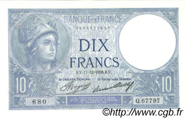 10 Francs MINERVE FRANCE  1936 F.06.17 SUP+ à SPL