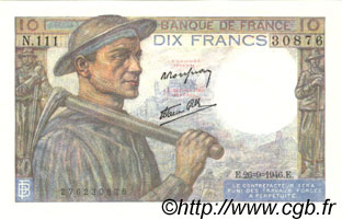 10 Francs MINEUR FRANKREICH  1946 F.08.15 fST