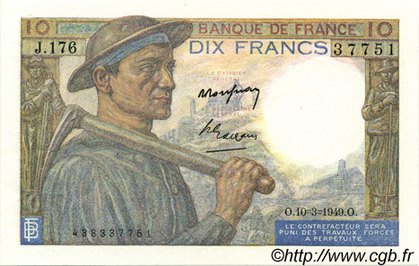 10 Francs MINEUR FRANCE  1949 F.08.20 SPL