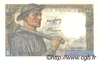 10 Francs MINEUR FRANCIA  1949 F.08.22 SC