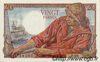 20 Francs PÊCHEUR FRANCIA  1943 F.13.07 SC+