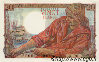20 Francs PÊCHEUR FRANCE  1948 F.13.12 AU+