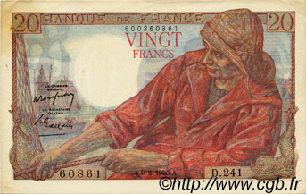20 Francs PÊCHEUR FRANCE  1950 F.13.17 XF-
