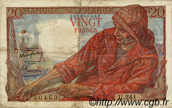 20 Francs PÊCHEUR FRANKREICH  1950 F.13.17 S