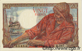 20 Francs PÊCHEUR FRANKREICH  1950 F.13.17a fST