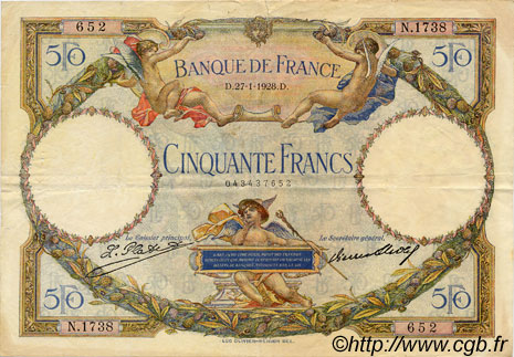 50 Francs LUC OLIVIER MERSON FRANCIA  1928 F.15.02 BB
