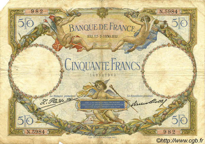 50 Francs LUC OLIVIER MERSON FRANCIA  1930 F.15.04 RC+