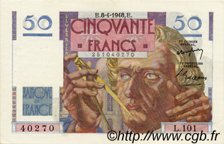 50 Francs LE VERRIER FRANCE  1948 F.20.10 XF+