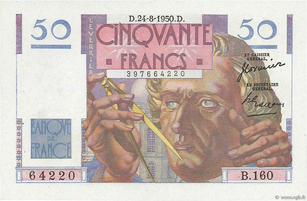 50 Francs LE VERRIER FRANKREICH  1950 F.20.16 fST