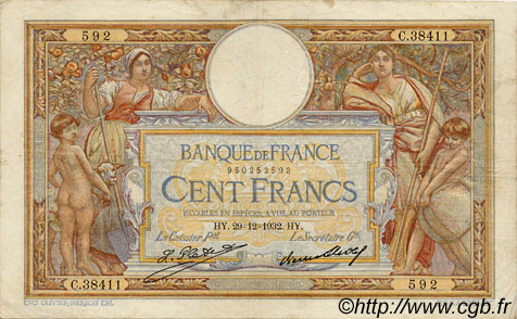 100 Francs LUC OLIVIER MERSON grands cartouches FRANCIA  1932 F.24.11 BC