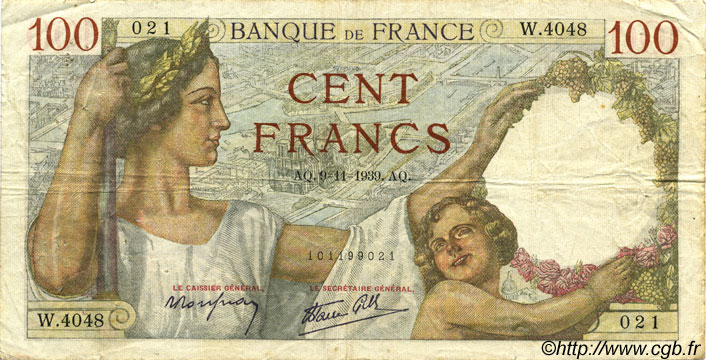 100 Francs SULLY FRANCIA  1939 F.26.14 BC