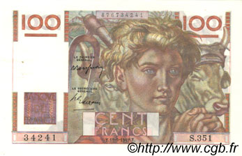 100 Francs JEUNE PAYSAN FRANCIA  1949 F.28.24 EBC+