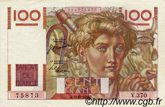 100 Francs JEUNE PAYSAN FRANCIA  1950 F.28.27 SPL+