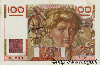 100 Francs JEUNE PAYSAN FRANCE  1950 F.28.28 XF - AU