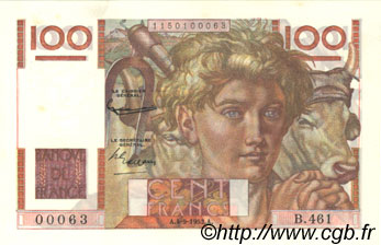 100 Francs JEUNE PAYSAN FRANCIA  1952 F.28.33 q.FDC