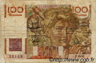 100 Francs JEUNE PAYSAN Grand numéro FRANKREICH  1954 F.28.43a SGE