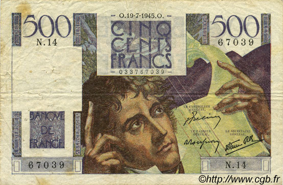 500 Francs CHATEAUBRIAND FRANCIA  1945 F.34.01 BC