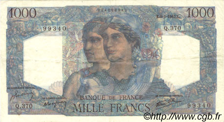 1000 Francs MINERVE ET HERCULE FRANCIA  1947 F.41.18 MBC+