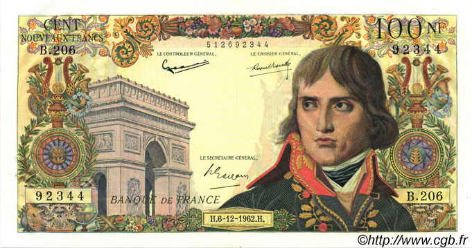 100 Nouveaux Francs BONAPARTE FRANCIA  1962 F.59.18 SC
