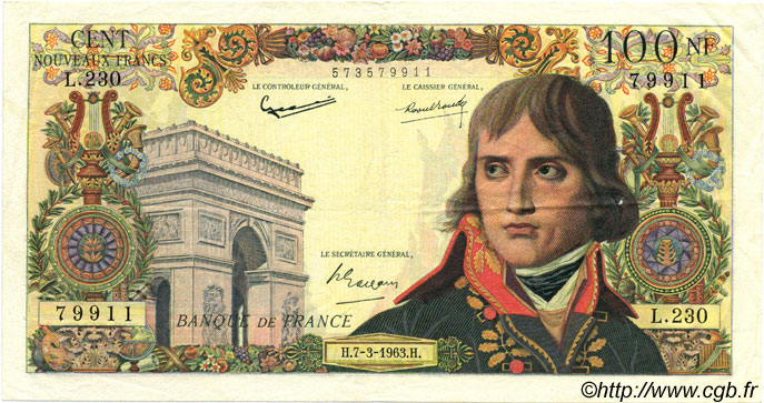 100 Nouveaux Francs BONAPARTE FRANCE  1963 F.59.20 VF