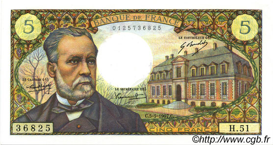 5 Francs PASTEUR FRANCIA  1967 F.61.05 SC