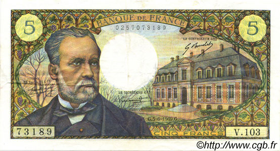 5 Francs PASTEUR FRANCIA  1969 F.61.10 q.SPL